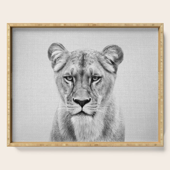 Lioness - Black & White Serving Tray Gallery Image 1