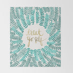 Treat Yo Self - Gold & Turquoise Throw Blanket Gallery Image 2