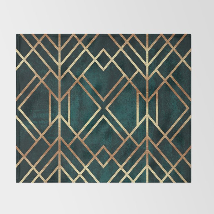 Dark Teal Geo Throw Blanket Gallery Image 2