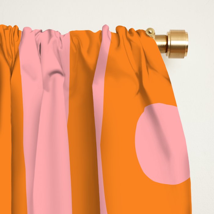 Mid Century Modern Piquet Multi Geometric Pop Pattern in Orange and Pink Window Curtain Gallery Image 2