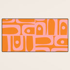 Mid Century Modern Piquet Multi Geometric Pop Pattern in Orange and Pink Desk Mat Gallery Image 3