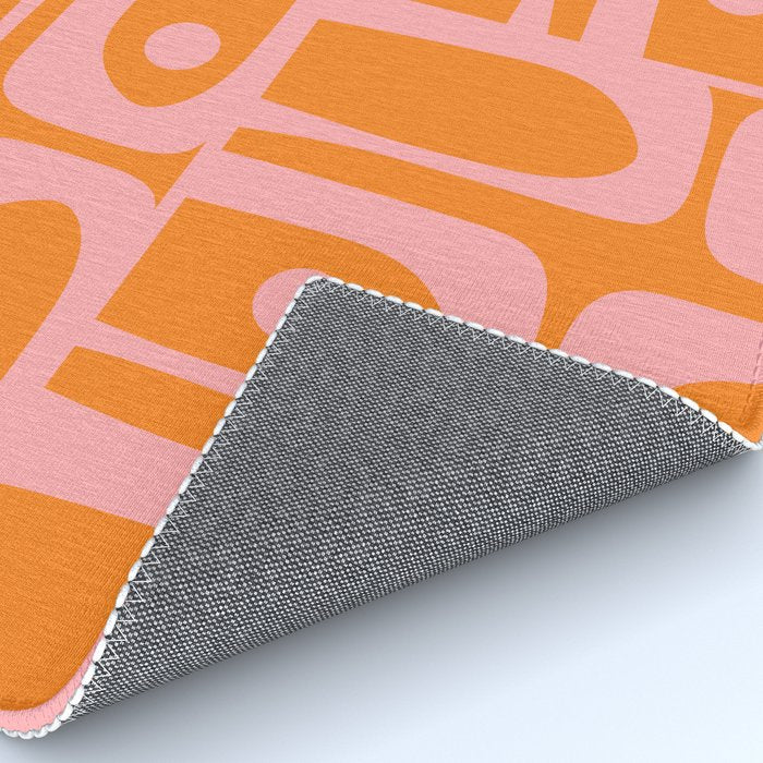 Mid Century Modern Piquet Multi Geometric Pop Pattern in Orange and Pink Rug Gallery Image 4
