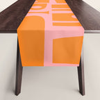 Mid Century Modern Piquet Multi Geometric Pop Pattern in Orange and Pink Table Runner Gallery Image 1