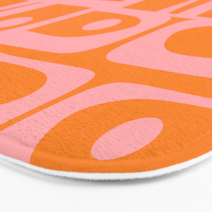 Mid Century Modern Piquet Multi Geometric Pop Pattern in Orange and Pink Bath Mat Gallery Image 3
