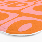 Mid Century Modern Piquet Multi Geometric Pop Pattern in Orange and Pink Bath Mat Gallery Image 3