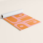 Mid Century Modern Piquet Multi Geometric Pop Pattern in Orange and Pink Yoga Mat Gallery Image 2