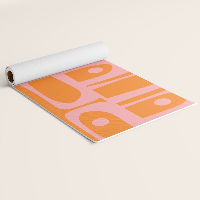 Mid Century Modern Piquet Multi Geometric Pop Pattern in Orange and Pink Yoga Mat Gallery Image 2