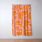 Mid Century Modern Piquet Multi Geometric Pop Pattern in Orange and Pink Window Curtain Gallery Image 3