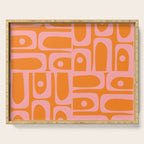 Mid Century Modern Piquet Multi Geometric Pop Pattern in Orange and Pink Serving Tray Gallery Image 1