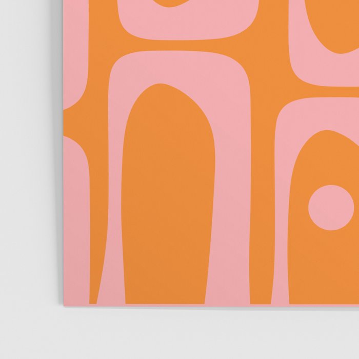 Mid Century Modern Piquet Multi Geometric Pop Pattern in Orange and Pink Poster Gallery Image 3
