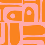 Mid Century Modern Piquet Multi Geometric Pop Pattern in Orange and Pink Coffee Mug Gallery Image 2