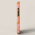 Mid Century Modern Piquet Multi Geometric Pop Pattern in Orange and Pink iPhone Case Gallery Image 2