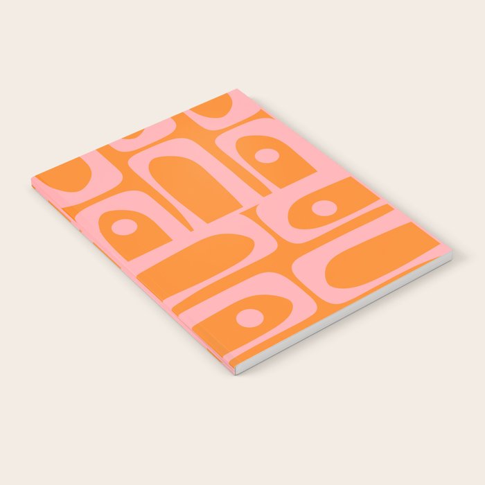 Mid Century Modern Piquet Multi Geometric Pop Pattern in Orange and Pink Notebook Gallery Image 1