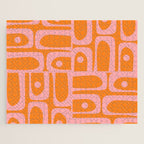 Mid Century Modern Piquet Multi Geometric Pop Pattern in Orange and Pink Jigsaw Puzzle Gallery Image 1