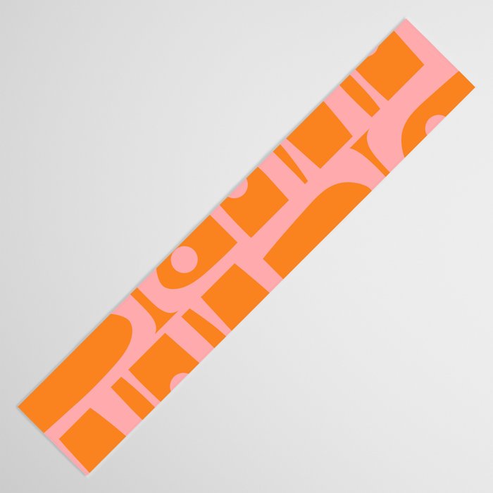 Mid Century Modern Piquet Multi Geometric Pop Pattern in Orange and Pink Table Runner Gallery Image 3