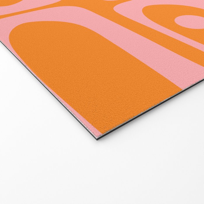 Mid Century Modern Piquet Multi Geometric Pop Pattern in Orange and Pink Welcome Mat Gallery Image 2