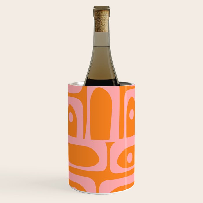 Mid Century Modern Piquet Multi Geometric Pop Pattern in Orange and Pink Wine Chiller Gallery Image 3