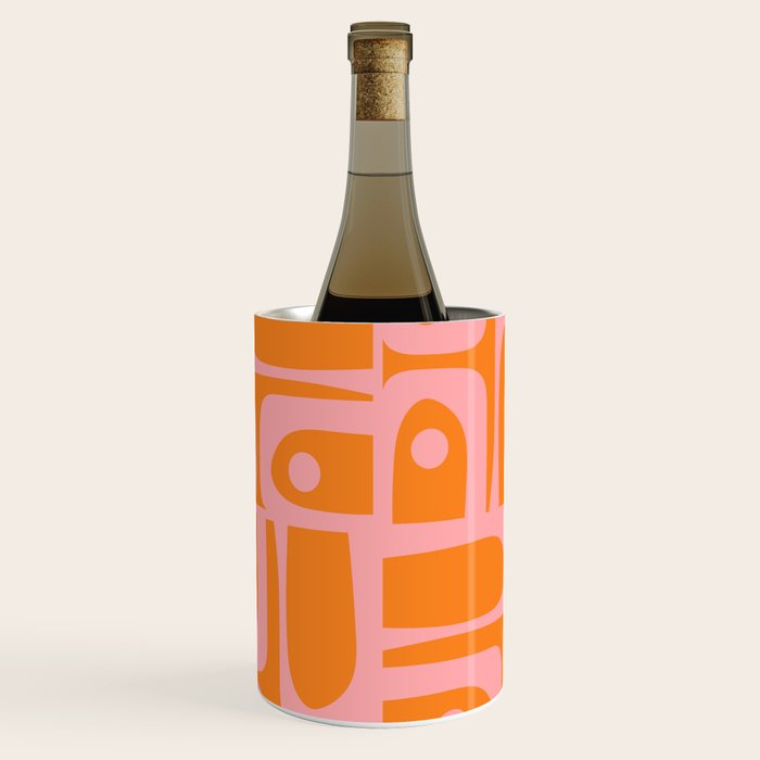 Mid Century Modern Piquet Multi Geometric Pop Pattern in Orange and Pink Wine Chiller Gallery Image 1