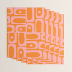 Mid Century Modern Piquet Multi Geometric Pop Pattern in Orange and Pink Wrapping Paper Gallery Image 3