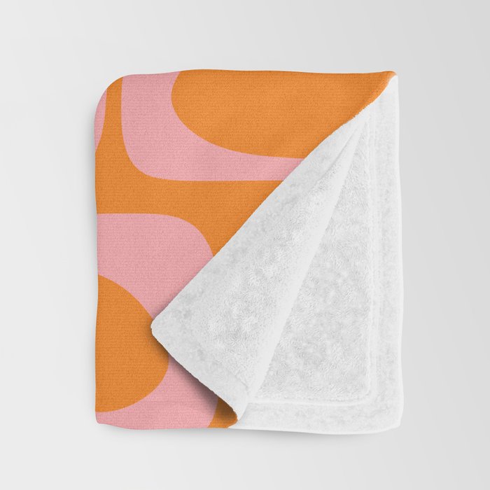 Mid Century Modern Piquet Multi Geometric Pop Pattern in Orange and Pink Throw Blanket Gallery Image 3
