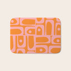 Mid Century Modern Piquet Multi Geometric Pop Pattern in Orange and Pink Bath Mat Gallery Image 1