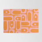 Mid Century Modern Piquet Multi Geometric Pop Pattern in Orange and Pink Rug Gallery Image 2
