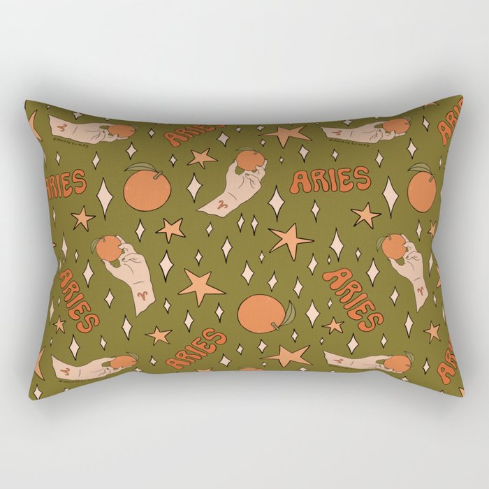 Aries Orange Print Rectangular Pillow Gallery Image 1