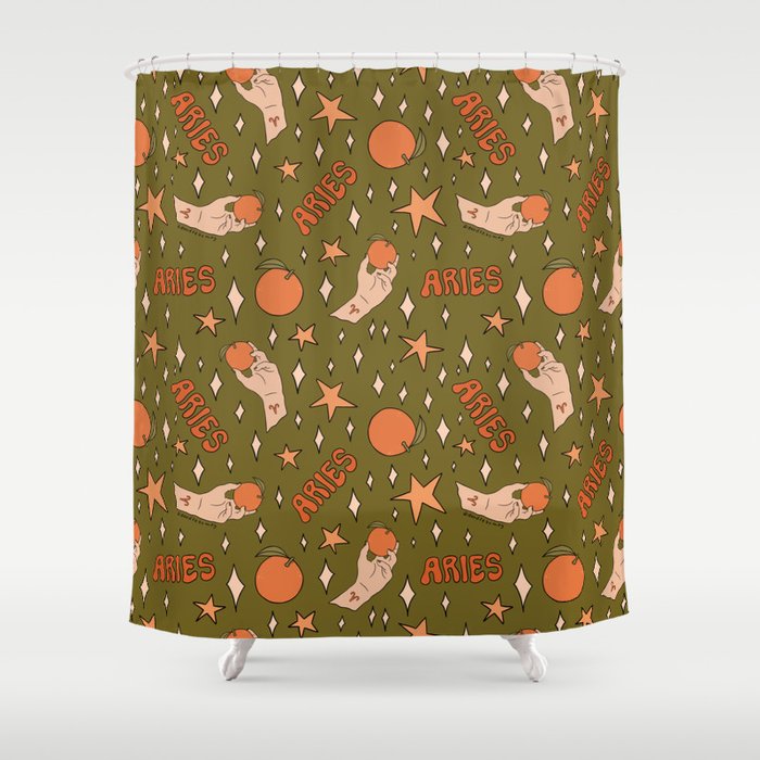 Aries Orange Print Shower Curtain Gallery Image 1
