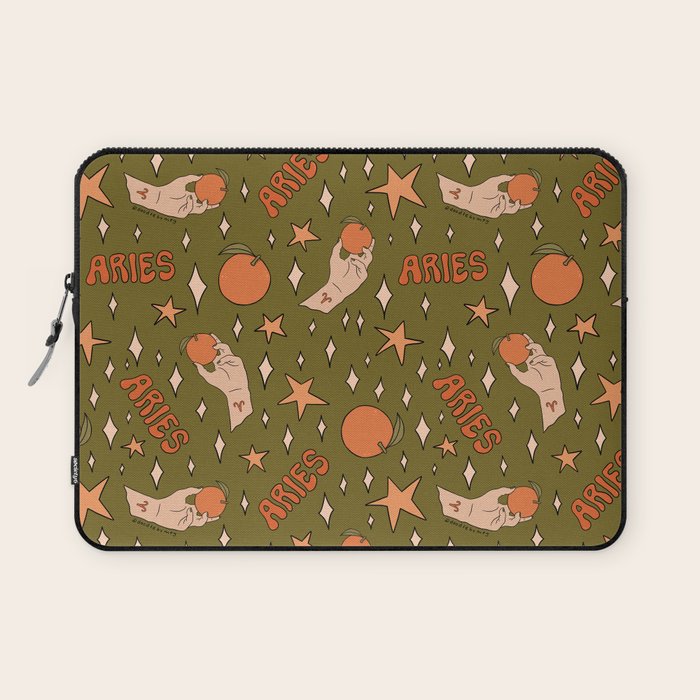 Aries Orange Print Laptop Sleeve Gallery Image 1