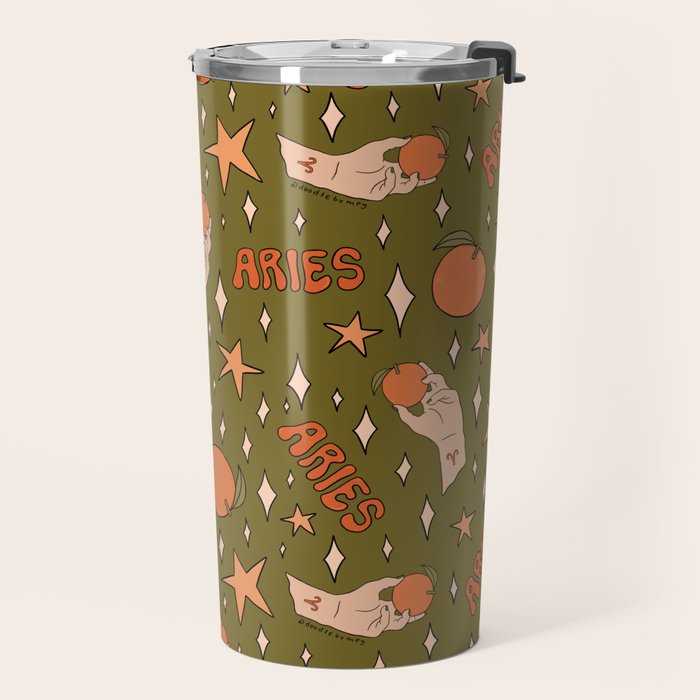 Aries Orange Print Travel Mug Gallery Image 2