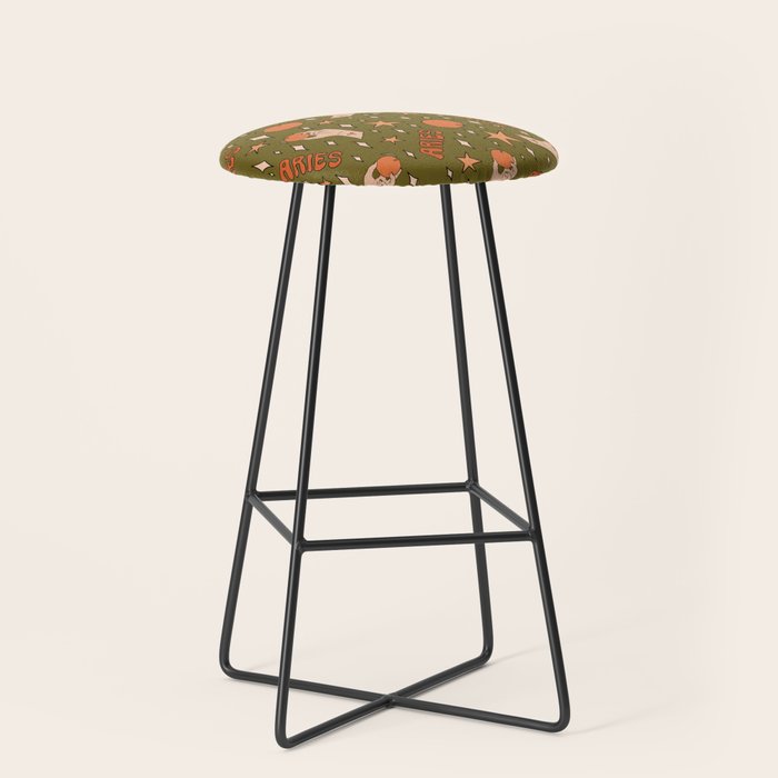 Aries Orange Print Stool Gallery Image 1