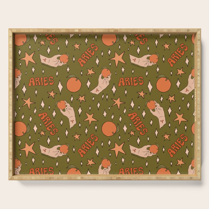 Aries Orange Print Serving Tray Gallery Image 1