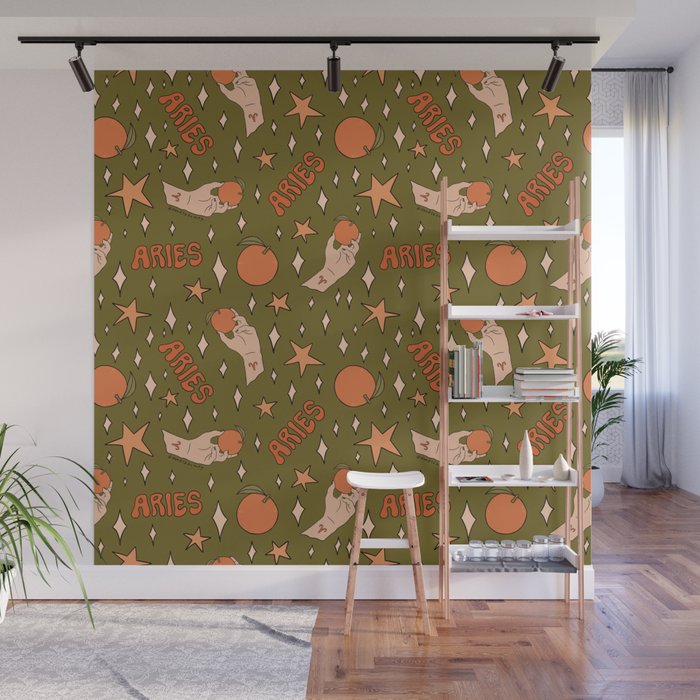 Aries Orange Print Wall Mural Gallery Image 1