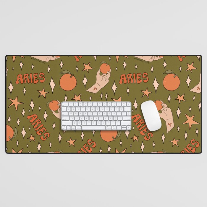 Aries Orange Print Desk Mat Gallery Image 1
