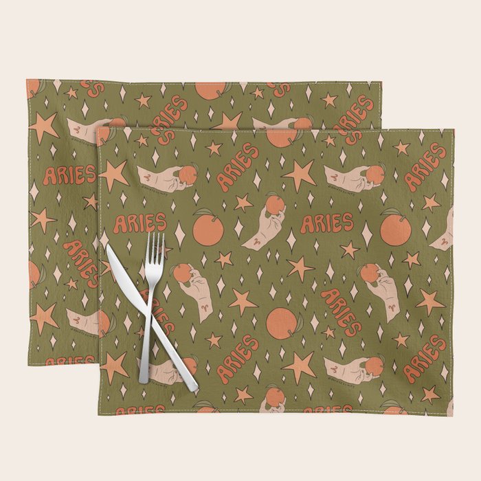 Aries Orange Print Placemat Gallery Image 1