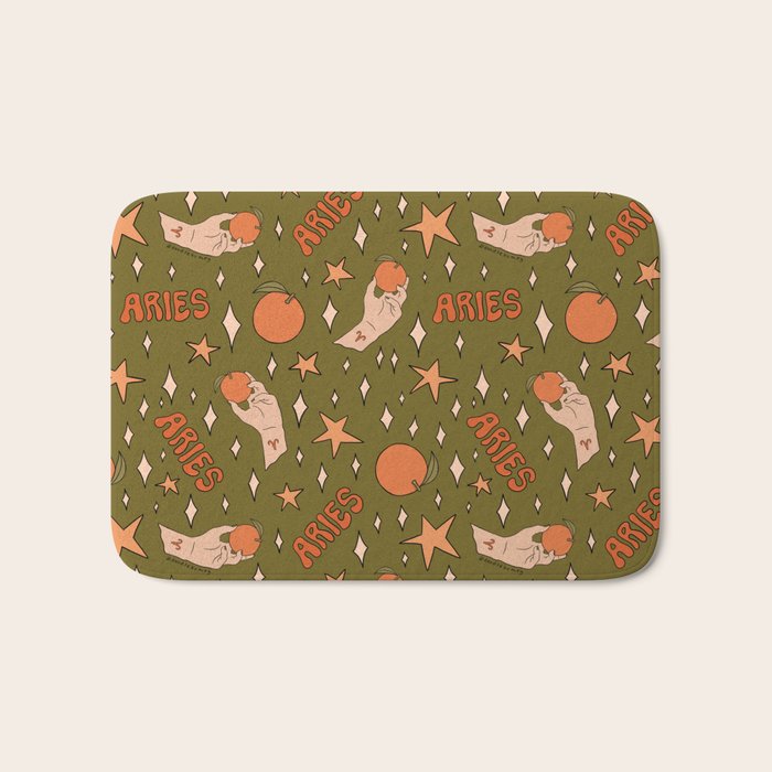 Aries Orange Print Bath Mat Gallery Image 1