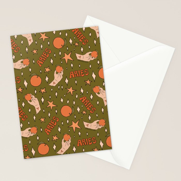 Aries Orange Print Stationery Card Gallery Image 2