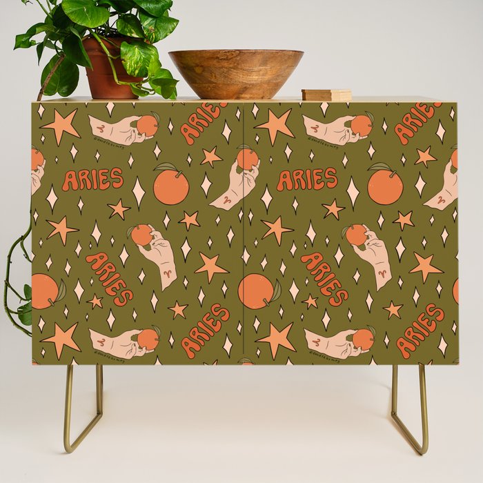 Aries Orange Print Credenza Gallery Image 1