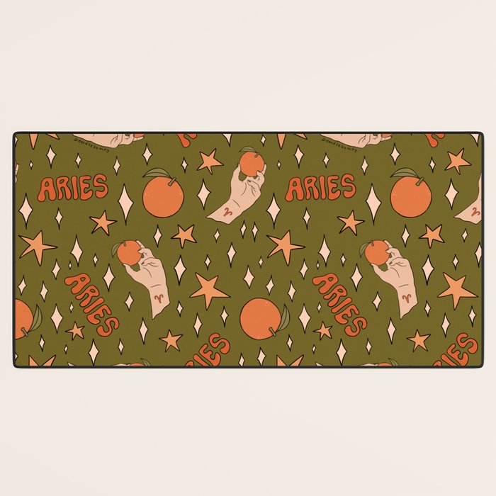 Aries Orange Print Desk Mat Gallery Image 3