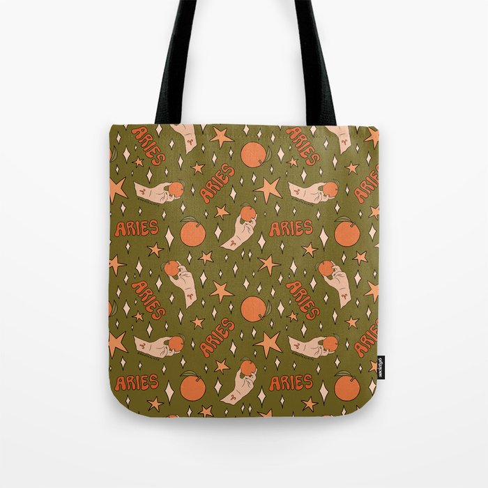 Aries Orange Print Tote Bag Gallery Image 1