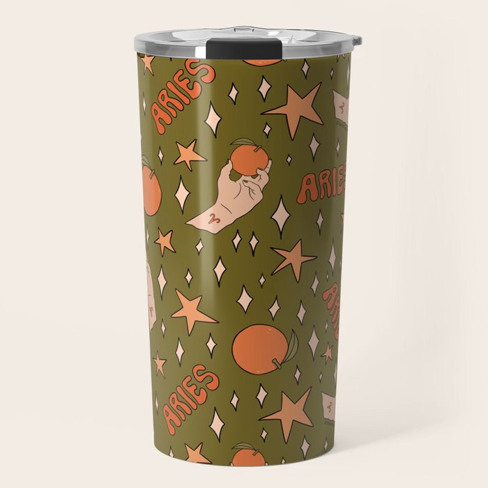 Aries Orange Print Travel Mug Gallery Image 1