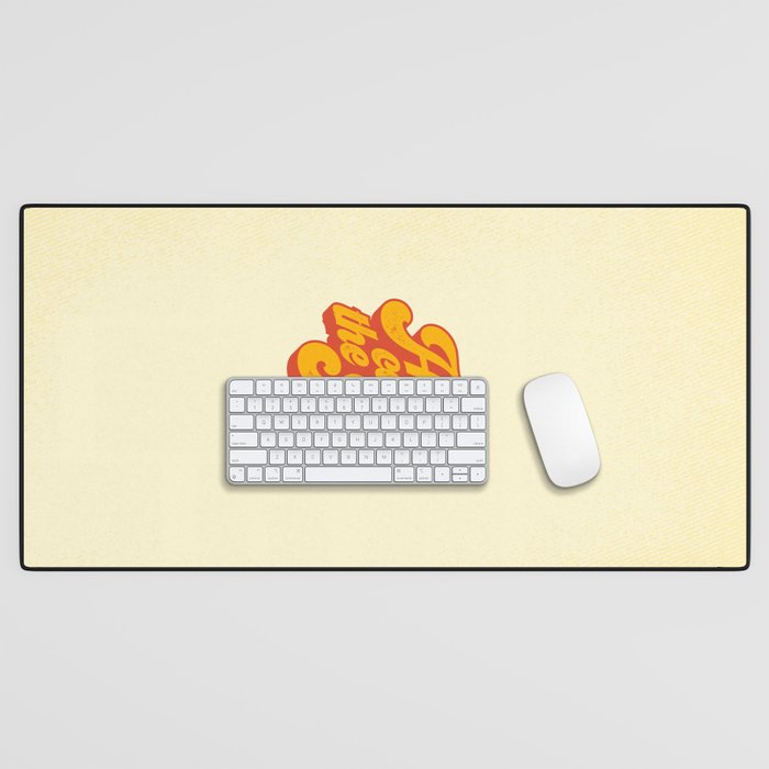 Here Comes The Sun | Retro 70s Typography Desk Mat Gallery Image 1