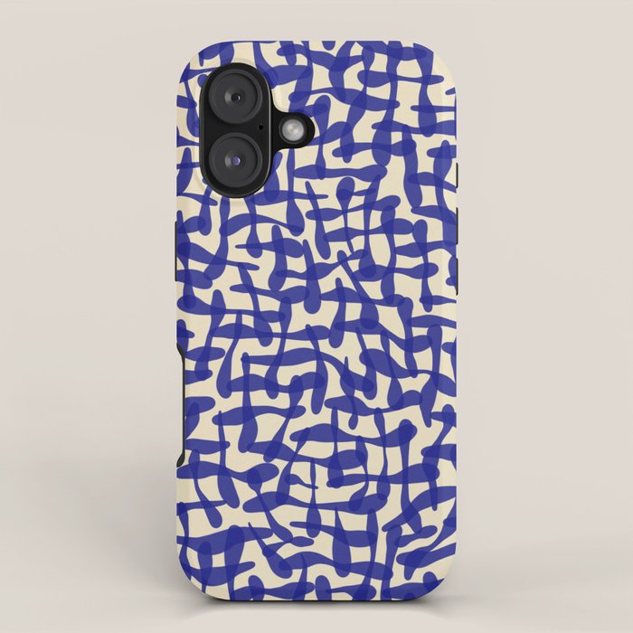 Playful strokes #4 / Blue on Beige iPhone Case Gallery Image 1