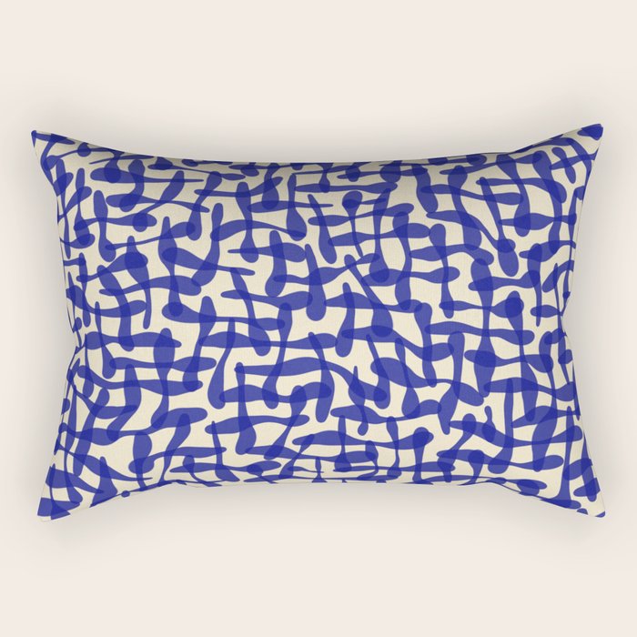 Playful strokes #4 / Blue on Beige Rectangular Pillow Gallery Image 2