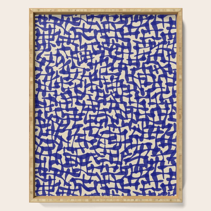 Playful strokes #4 / Blue on Beige Serving Tray Gallery Image 1