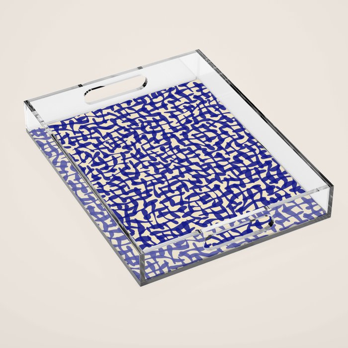 Playful strokes #4 / Blue on Beige Acrylic Tray Gallery Image 1