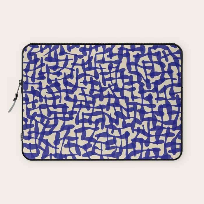 Playful strokes #4 / Blue on Beige Laptop Sleeve Gallery Image 1
