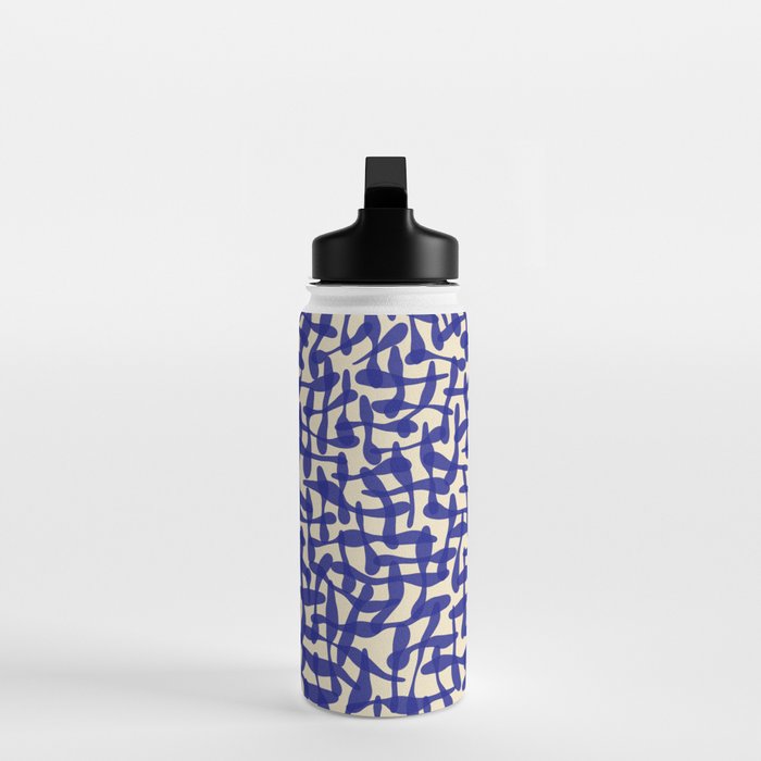 Playful strokes #4 / Blue on Beige Water Bottle Gallery Image 3