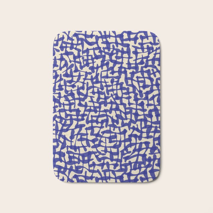Playful strokes #4 / Blue on Beige Bath Mat Gallery Image 1