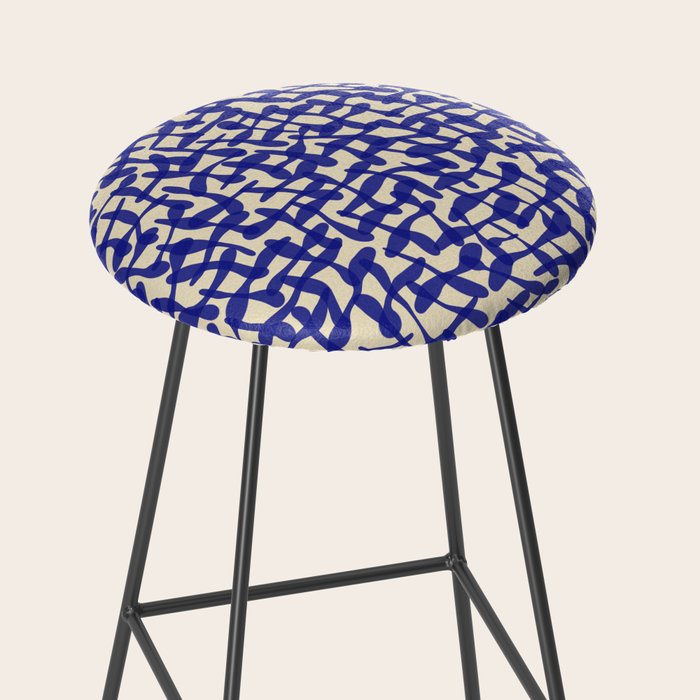 Playful strokes #4 / Blue on Beige Stool Gallery Image 2